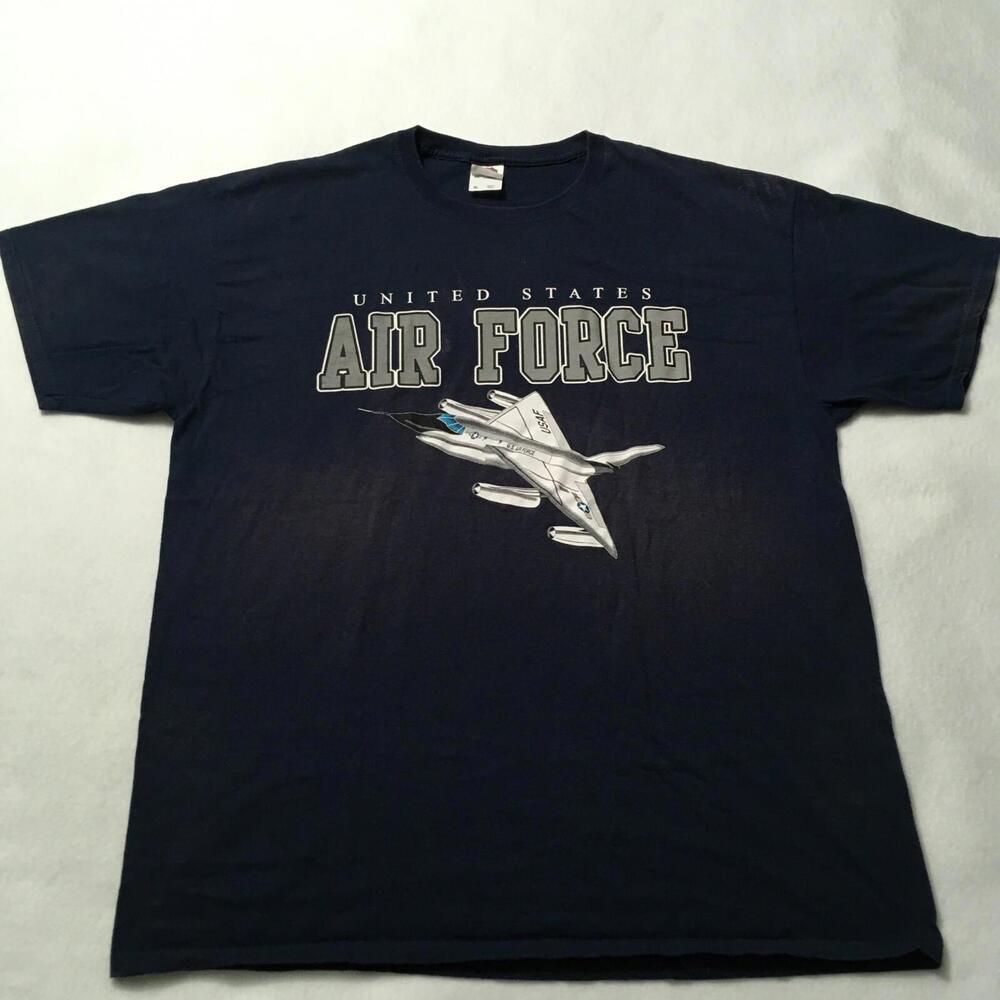 VTG Air Force T Shirt XL Blue Fruit Of Loom Military USA Cotton Heavy Jet